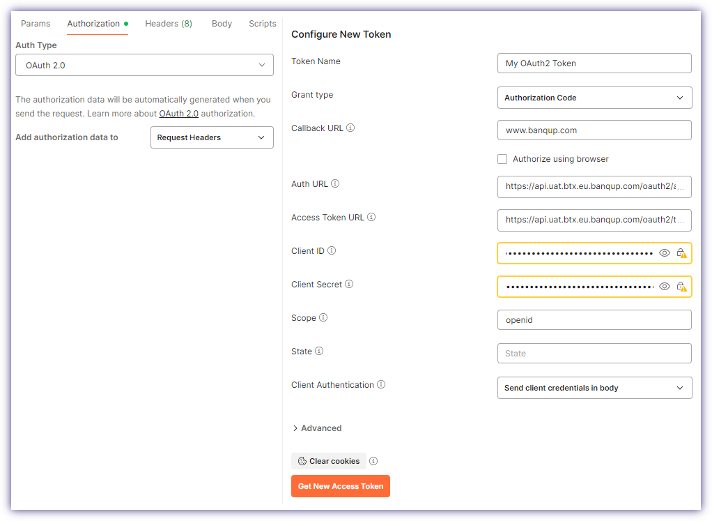 Generate access token