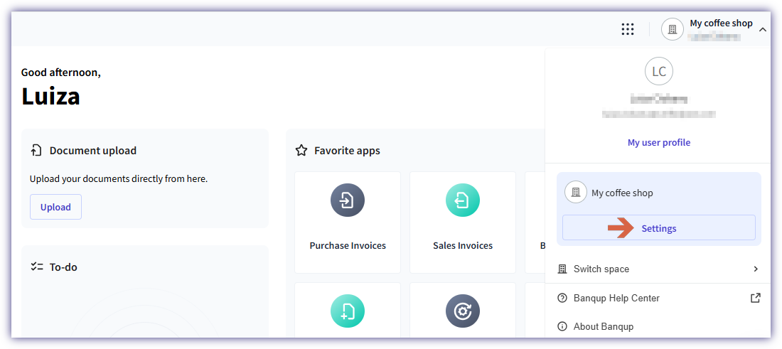 Space settings button