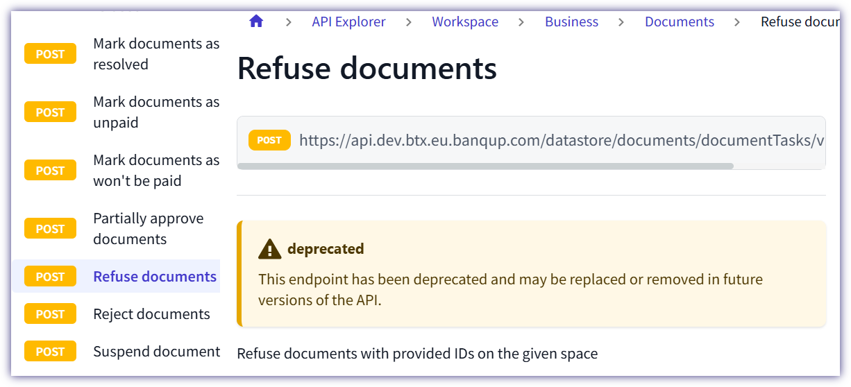 API Deprecated stage